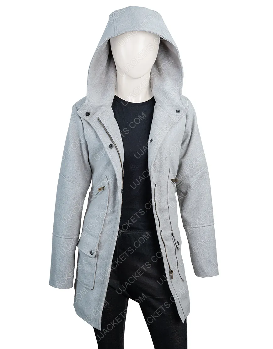 Knives Out Ana de Armas Coat - Marta Cabrera Grey Woolen Coat